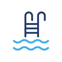 Swimming Pool Silhouette Icon. Ladder or Stairs for Swim Pool Color Icon. Summer Vacation and Activity Rest by Pool. Vector Isolated Illustration.