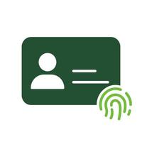 Personal ID Card with Fingerprint Silhouette Icon. Thumbprint ID Plastic Card Identification for Company Employee Pictogram. User Fingerprint Security Identity Sign. Isolated Vector Illustration.