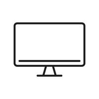 Computer Monitor Line Icon. PC Wide Screen Desktop Linear Pictogram. TV with Digital LCD Technology Outline Symbol. Monitor Screen Sign. Editable Stroke. Isolated Vector Illustration.