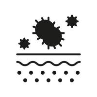 Skin Layer with Microbes Flora Pictogram. Microorganisms on Structure of Dermis Silhouette Icon. Bacteria on Skin Glyph Icon. Human Dermis with Virus. Isolated Vector Illustration.