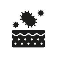 Bacteria on Skin Glyph Icon. Human Dermis with Virus. Skin Layer with Microbes Flora Pictogram. Microorganisms on Structure of Dermis Silhouette Icon. Isolated Vector Illustration.