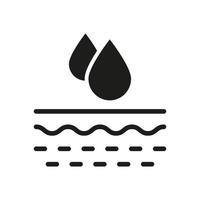Moisture Skin Concept Silhouette Icon. Moisturizing Face and Body Skin Glyph Pictogram. Skin Layer Absorb Water Drop Icon. Anti Dry Skincare. Isolated Vector Illustration.