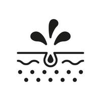 Facial Skin Care Glyph Pictogram. Unclog Skin Face of Dirty Blackhead and Dust Icon. Cleansing Clogged Deep Pore Silhouette Icon. Isolated Vector Illustration.