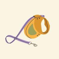 Pet supplies. Dog equipment. Cartoon of carabiner retractable leash vector isolated on light background. Vet tool for obedience and leading. Accessory for walking domestic animals. Vector equipment