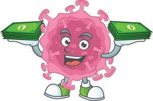 un dibujos animados personaje de corona virus parásito vector