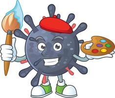 un dibujos animados personaje de coronavirus epidemia vector