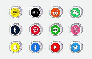 mano dibujado social medios de comunicación icono colección vector