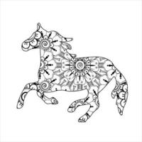 Horse animal mandala coloring page vector art