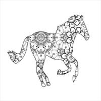 Horse animal mandala coloring page vector art