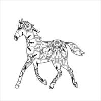 Horse animal mandala coloring page for kids and adult vector