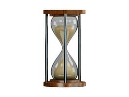 A hourglass with a wooden frame and the word time on it vector