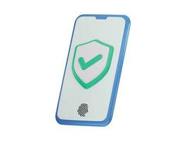 Phone with a green verified icon 3d rendering vector illustration