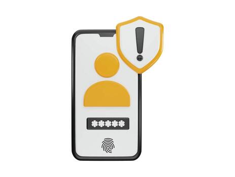 Phone with user warning icon 3d rendering vector illustration
