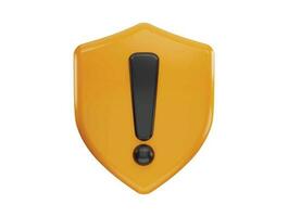 Shield with warning icon 3d rendering vector illustration