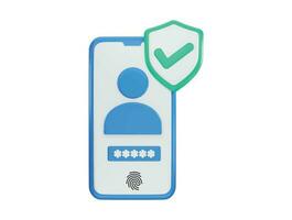 Phone with user verified icon 3d rendering vector illustration