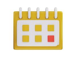 A yellow calendar with a white background and a white background vector