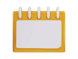 A Yellow calendar with a white clip on it and a white background vector