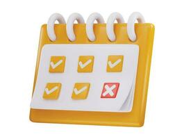 Calendar with marked date icon 3d render illustration vector