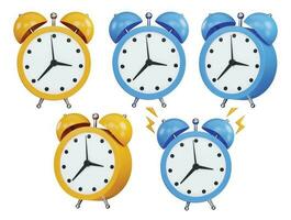 alarma reloj conjunto 3d vector icono