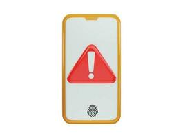 Phone with warning icon 3d rendering vector illustration