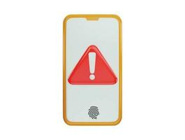 Phone with warning icon 3d rendering vector illustration