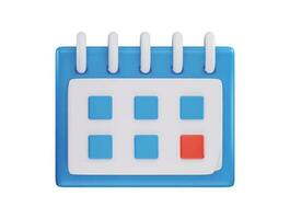 A blue and white calendar with a red square on the top. vector