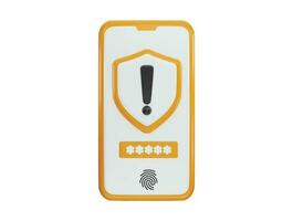 Phone with warning icon 3d rendering vector illustration