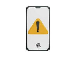 Phone with warning icon 3d rendering vector illustration