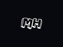 tipografía mh logo icono, negro blanco mh color logo letra vector