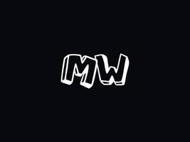 tipografía mw logo icono, negro blanco mw color logo letra vector