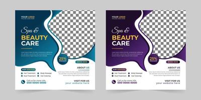 Modern Spa Beauty Center social media post, Digital marketing promotion ads sales and discount web banner vector template design