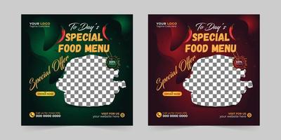 Editable food menu restaurant business marketing social media post and Digital marketing promotion ads sales and discount web banner vector template design