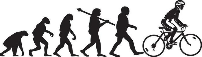 evolución de el ciclista. símbolo desde mono a ciclista. vector