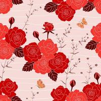 floreciente Rosa jardín sin costura modelo en rojo tono, diseño para moda,tela,textil,estampado o fondo de pantalla vector