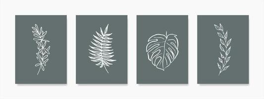 Minimal botanical leaves vector set. Wall decor for framed prints, canvas artwork, canvas prints, posters, home decor, covers, and wallpaper.