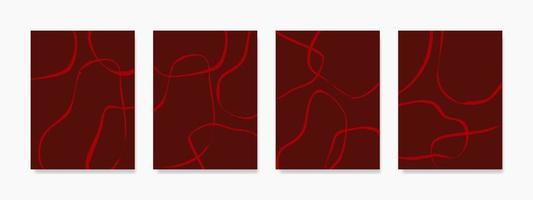 This collection of abstract wall art styles. Artistic circle line art hand drawing on red blood background. wall decor for wall hangings, postcards, brochures and vector illustrations.