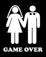 Game Over. Illustration Of Married Couple. Cartoon Funny Wedding Symbol. vector