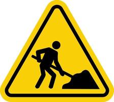Road works sign. Attention, road works are underway. Warning sign. Yellow triangle. vector