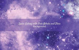 Space Galaxy with Pink Nebula and Stars Background vector