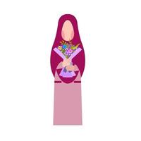 Muslim Woman Holding Flower Illustration vector