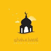 Shab-e-Barat Urdu Calligraphy with Mosque Design vector illustration