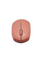 Orange wireless computer mouse isolated on white background. Computer hardware. Front view. photo