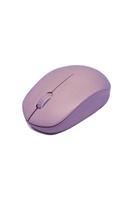 Purple wireless computer mouse isolated on white background. Computer hardware. Side view. photo