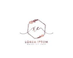 Initial letter XC Feminine logo beauty monogram and elegant logo design, handwriting logo of initial signature, wedding, fashion, floral and botanical with creative template vector