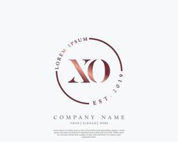 Initial letter XO Feminine logo beauty monogram and elegant logo design, handwriting logo of initial signature, wedding, fashion, floral and botanical with creative template vector