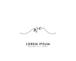 Initial letter WE Feminine logo beauty monogram and elegant logo design, handwriting logo of initial signature, wedding, fashion, floral and botanical with creative template vector