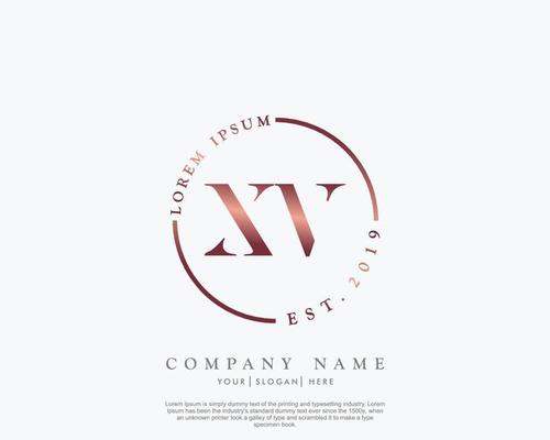 Initial letter XV Feminine logo beauty monogram and elegant logo design, handwriting logo of initial signature, wedding, fashion, floral and botanical with creative template