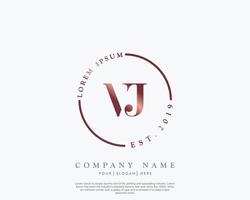 Initial letter VJ Feminine logo beauty monogram and elegant logo design, handwriting logo of initial signature, wedding, fashion, floral and botanical with creative template vector