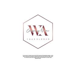 Initial letter WA Feminine logo beauty monogram and elegant logo design, handwriting logo of initial signature, wedding, fashion, floral and botanical with creative template vector