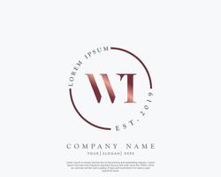 Initial letter WI Feminine logo beauty monogram and elegant logo design, handwriting logo of initial signature, wedding, fashion, floral and botanical with creative template vector